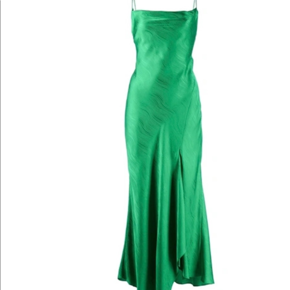 Alice and Olivia - Harmony Draped Silk Dress - Emerald Green- Size 2